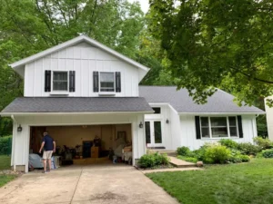 Exterior staining and painting after photo