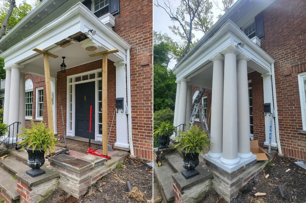 Restoring the Charm of Century Homes: Expert Exterior Painting in Cleveland Heights, Lakewood & Northeast Ohio Suburbs Painting Project Historic home front porch stunning transformation